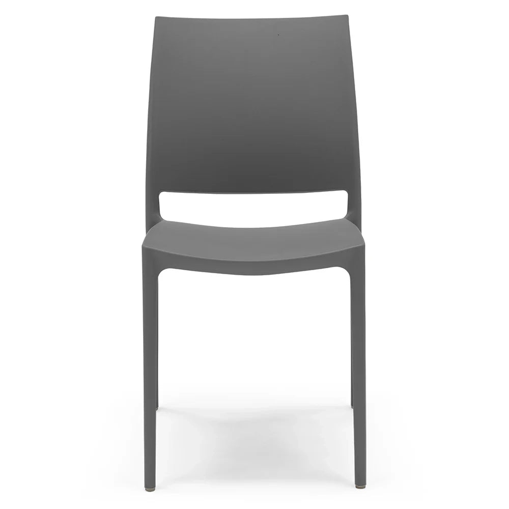 Set 2 sedie in polipropilene MOON impilabile resistente ai raggi UV design moderno ideale per sala da pranzo, cucina, giardino, bar, colore Grigio Metal