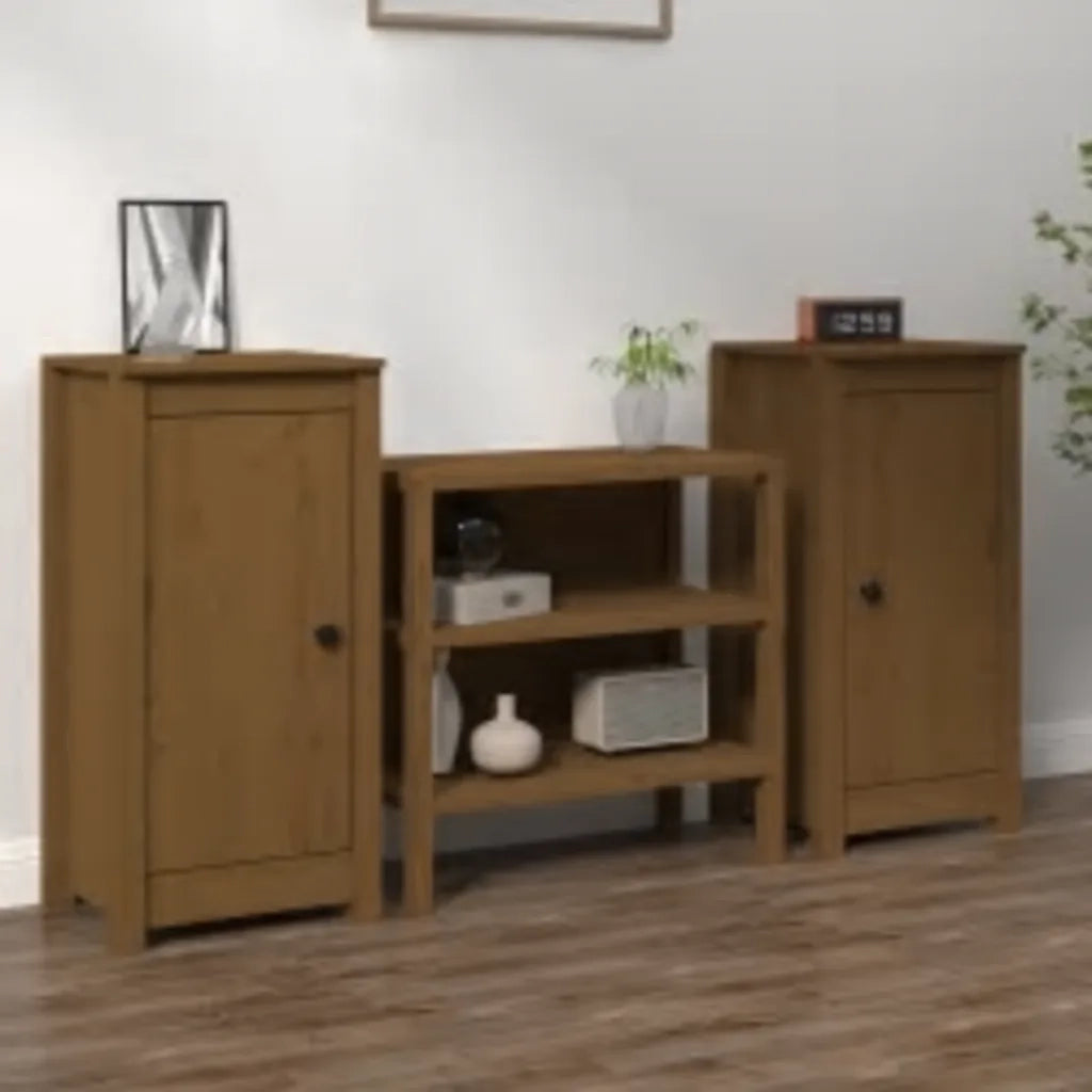 Credenze 2 pz Miele 40x35x80 cm in Legno Massello di Pino cod mxl 19456