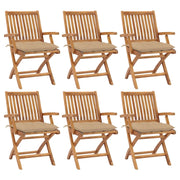 Sedie da Giardino Pieghevoli con Cuscini 6 pz Massello di Teak cod mxl 72157