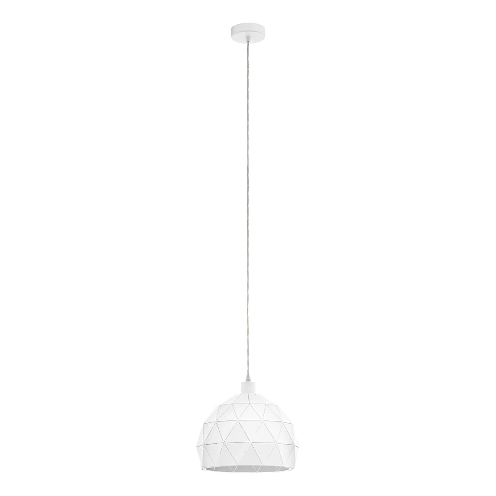 Lampadario A Sospensione Contemporaneo Roccaforte Acciaio Bianco 1 Luce E27