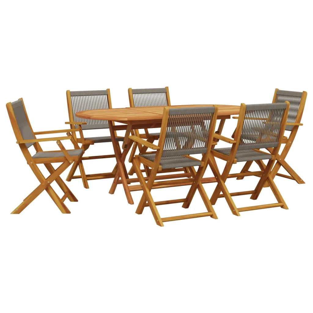 Set da Pranzo da Giardino 7 pz Polipropilene e Legno Massello 3281710