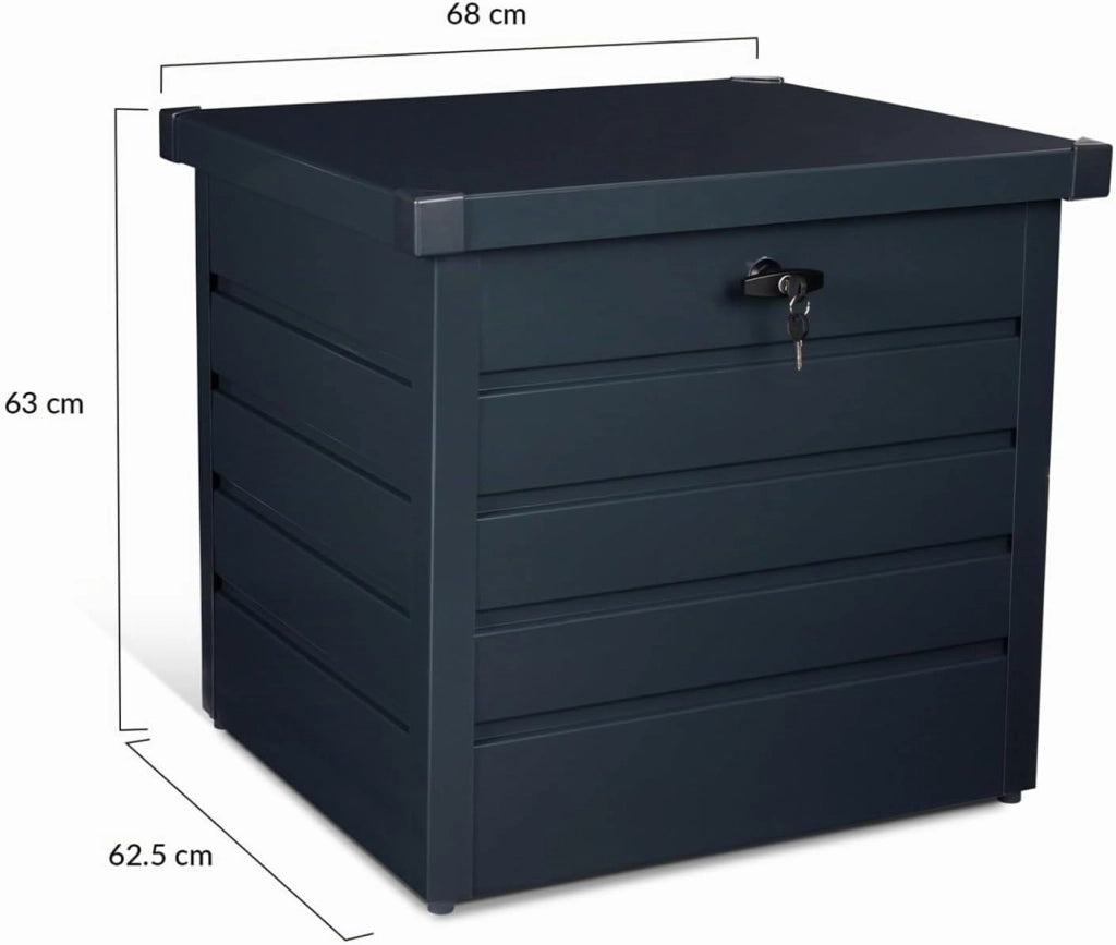 Baule Contenitore Metallico con Serratura Grigio Antracite per Giardino 200L