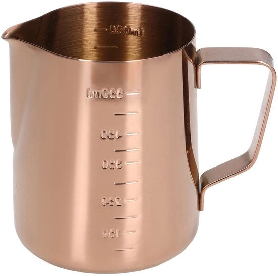 Sfregiatore di Latte 550ml - Acciaio Inossidabile - Maniglia Antiscivolo - Con Distribuzione Interna - Ideale per l'Arte del Caffè - Facile da Pulire - Vaschetta per Latte