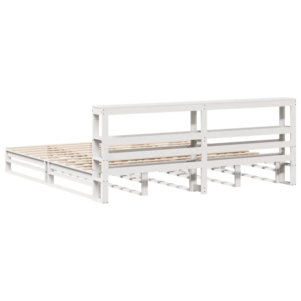 vidaXL Giroletto con Testiera Bianco 200x200 cm Legno Massello di Pino