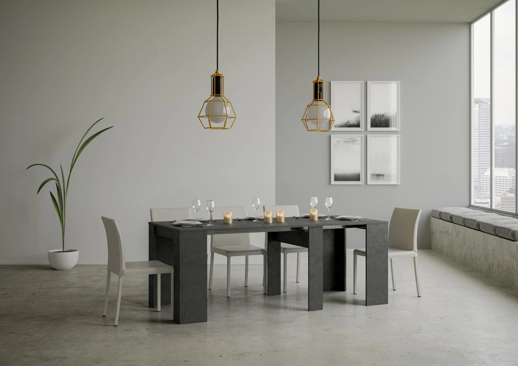 Consolle allungabile 90x48/308 cm Base Antracite Spatolato