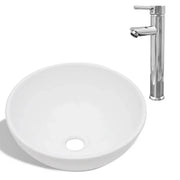 Lavabo da bagno diametro 32,5 cm con miscelatore tondo in ceramica bianca 02_0002840