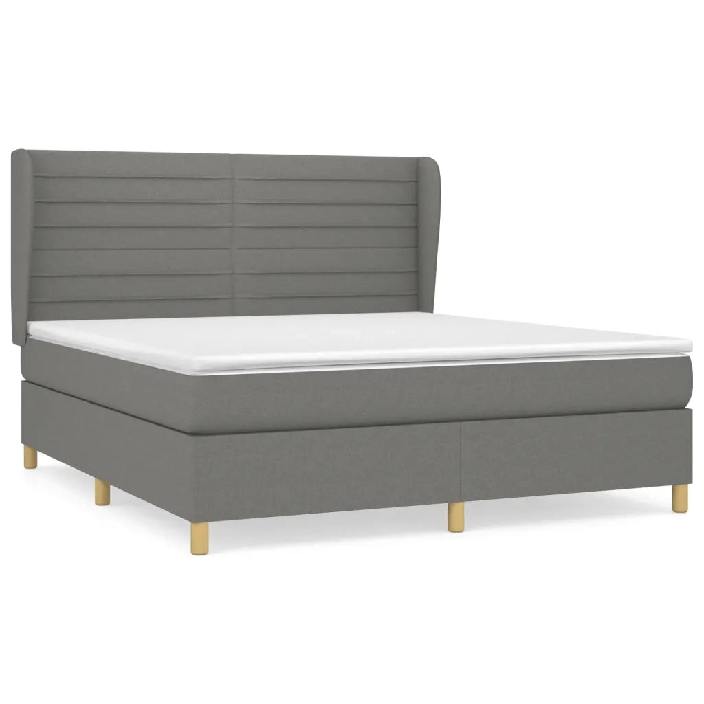 Giroletto a Molle con Materasso Grigio Scuro 160x200 cm Tessuto 3128614
