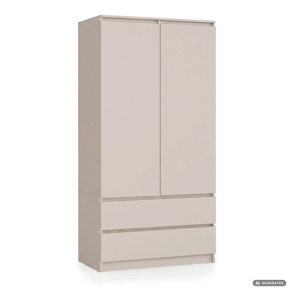 Armadio S90 Cashmere 90 cm 2 ante 2 cassetti 4 ripiani 90x51x180 cm