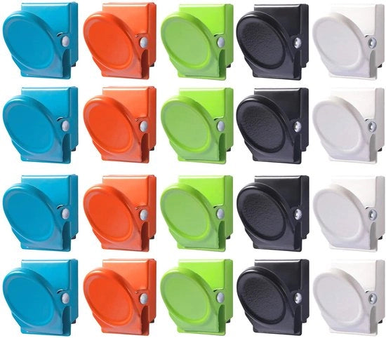 20 magneetti per clip, magneti per lavagna, clip magnetici, clip a croce, magneti per display fotografico e decorazione in casa/ufficio/scuola, 5 colori