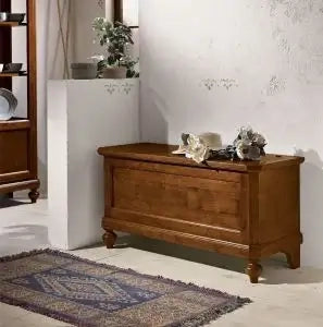 Cassapanca baule cipolla in legno massiccio di pioppo noce scuro arte povera