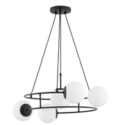 Lampadario URANIA Alfa nero 5luci sfere bianche E14