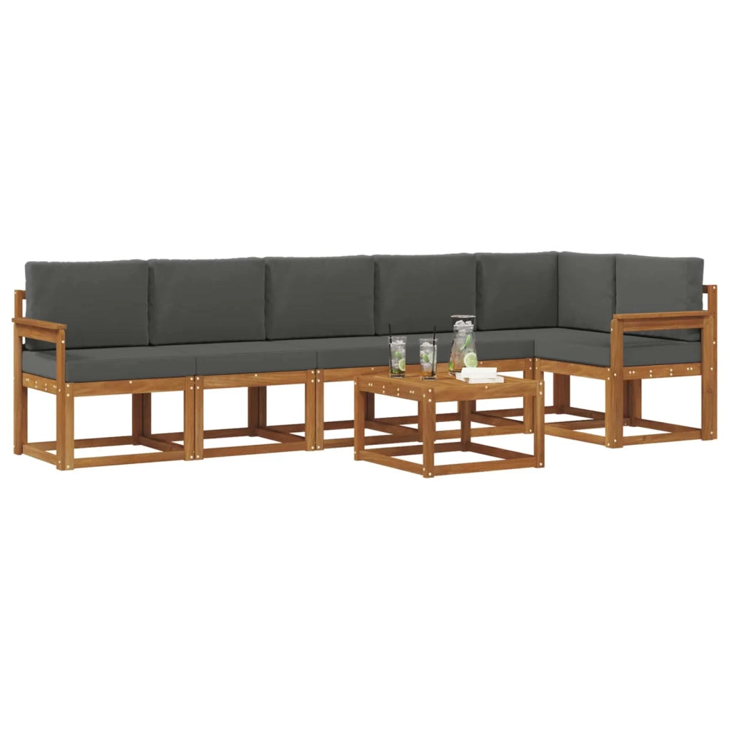 Set di divani da esterno con cuscino 7 pcs Naturale e Antracite 3366490