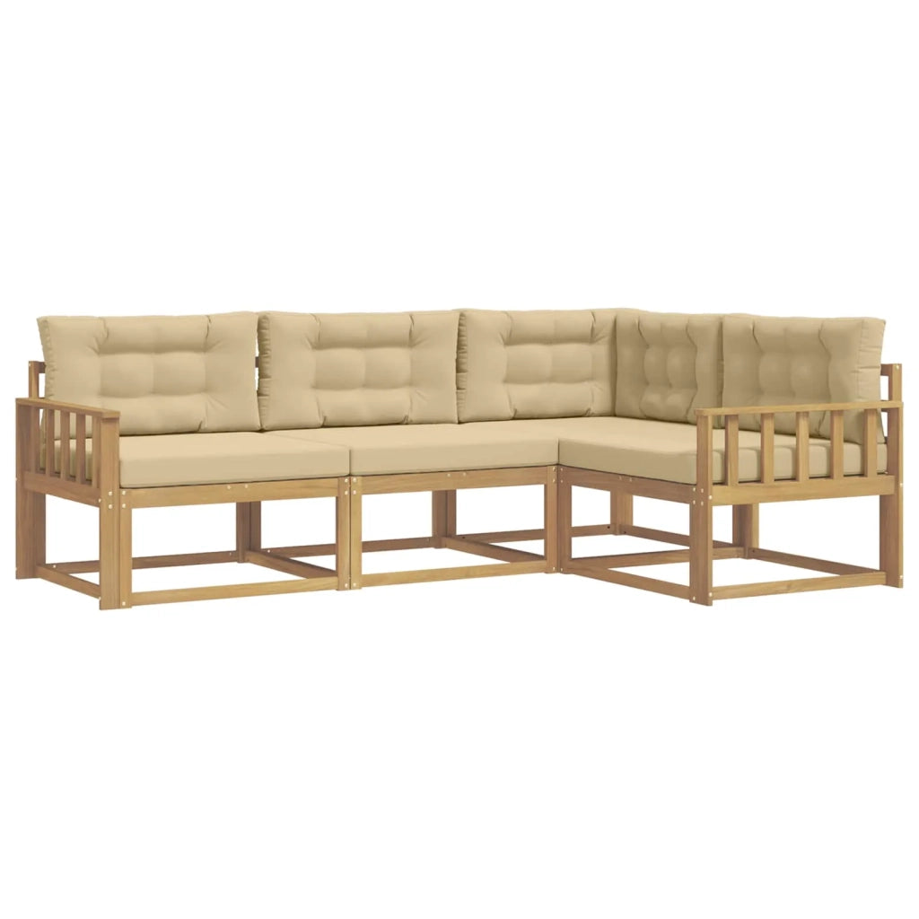 Set di divani da esterno 3 pcs Bianco e Beige Poliestere 3386372