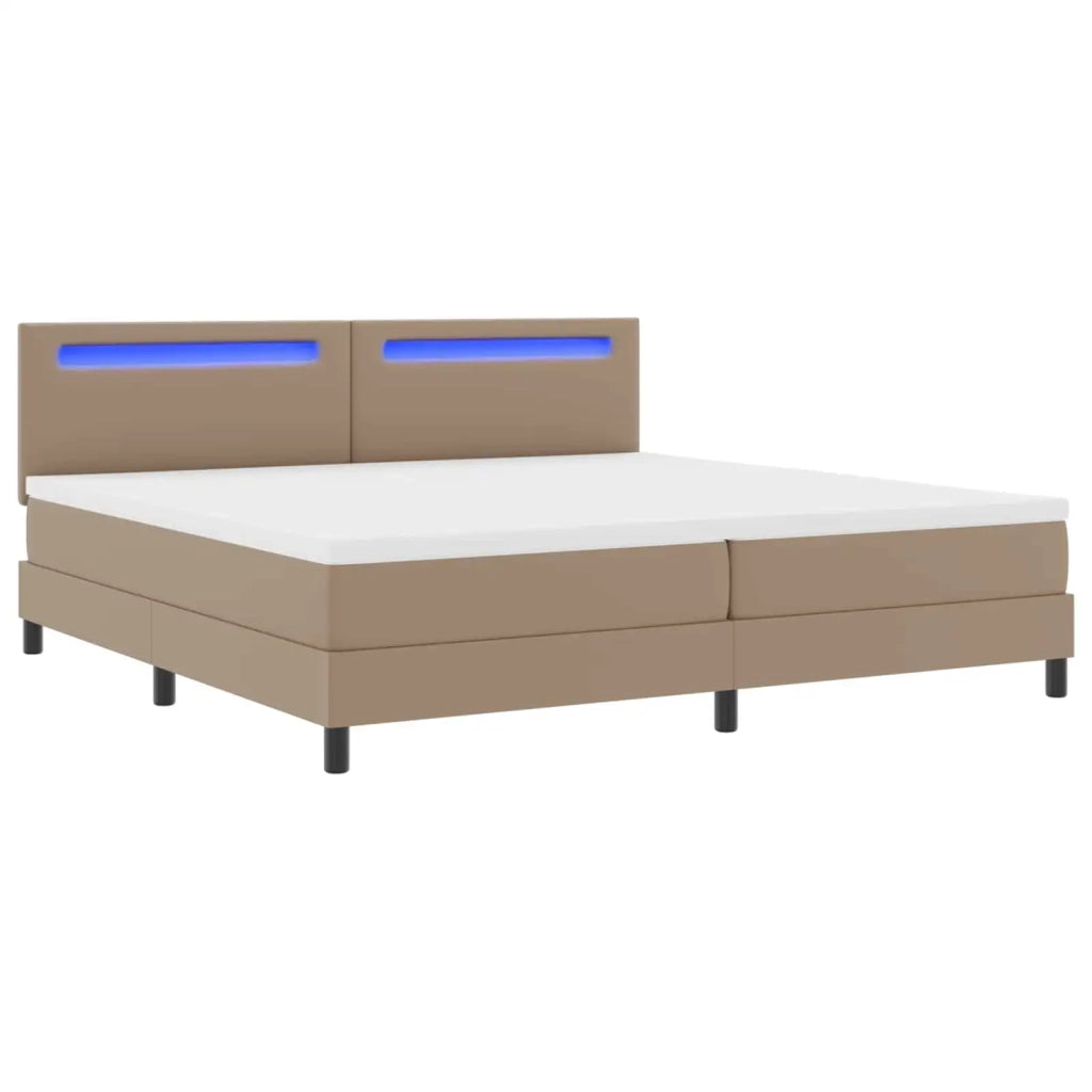 Letto a molle con led Cappuccino 200 x 200 cm Pelle sintetica 3339067