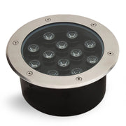 Trade Shop - Faretto 12w 12 Led Incasso Pavimento Faro Giardino Bianco Calpestabile Ip68 - -bianco Caldo      -