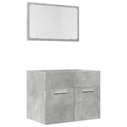 Set Mobili da Bagno | Armadio da bagno 2 pz Grigio Cemento in Legno Multistrato