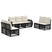 Set Divano da Giardino 7 pcs Nero e Bianco Crema polyrattan 3435385