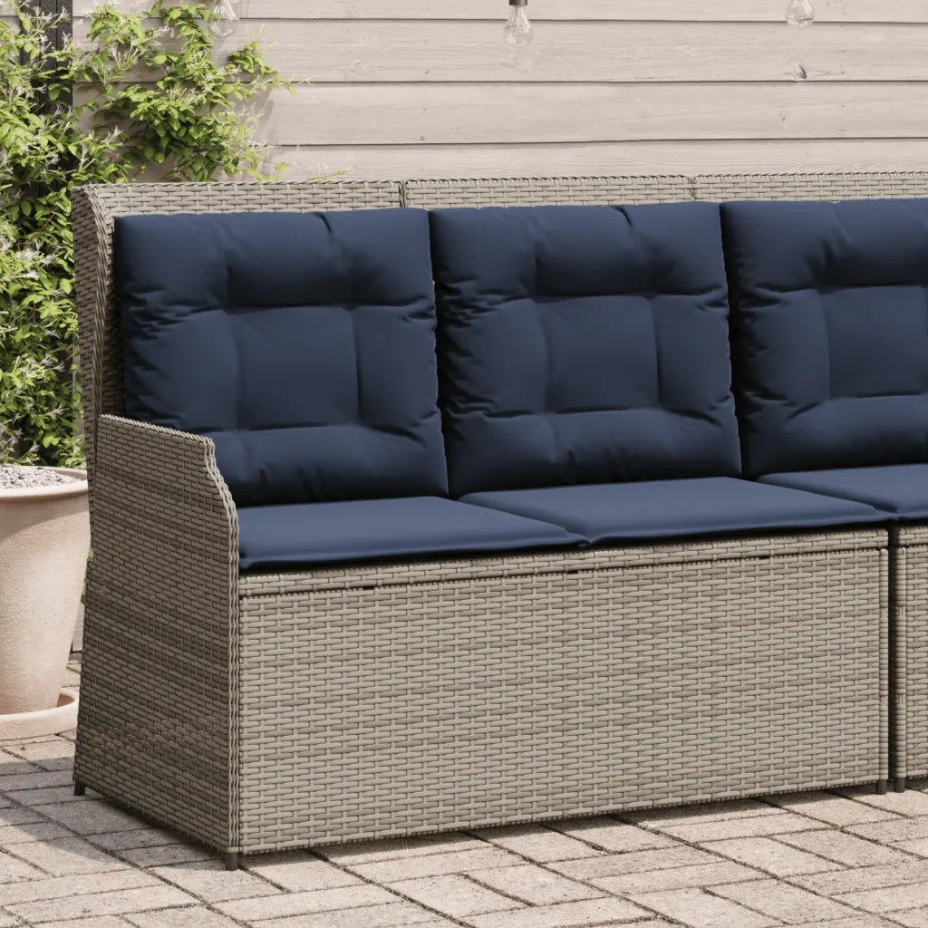 Panchina da giardino reclinabile con Cuscini in Polyrattan Grigio 368953