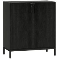 Credenza Moderna con 2 Porte, Ripiano Regolabile e Base Rialzata 80x40x90 cm Nero