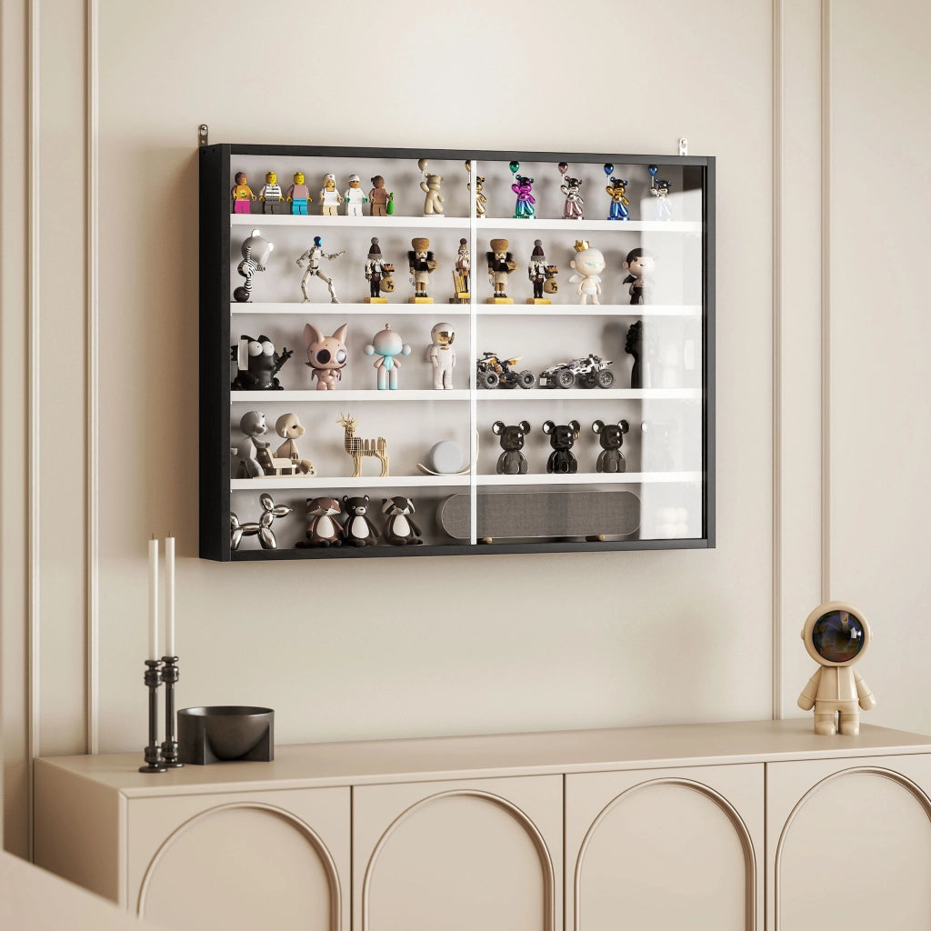 Libreria a muro con ante scorrevoli ¨C zephmum ¨C nero 80x9.5x60 cm