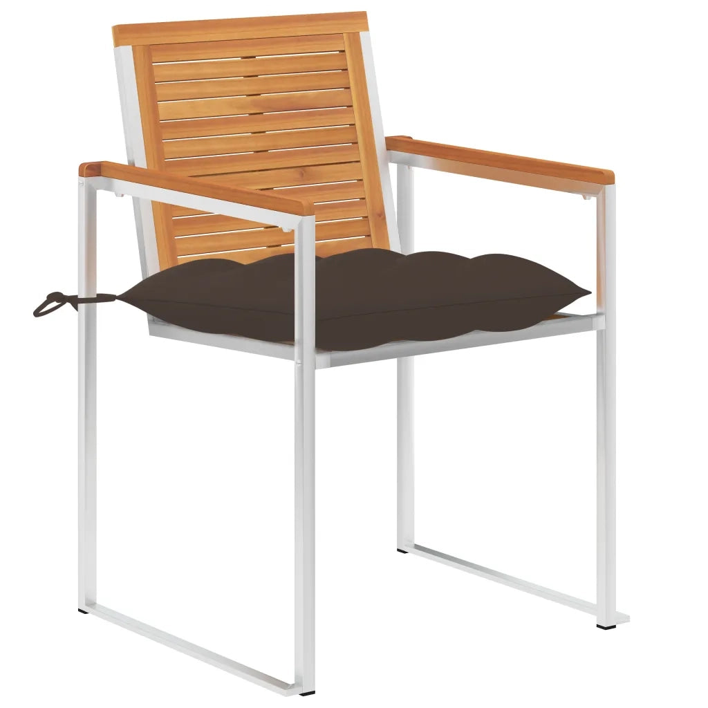 Sedie da Giardino 2 pz con Cuscini in Legno Acacia e Acciaio 3061511