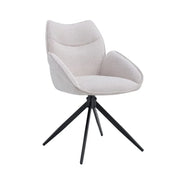 Sedia da pranzo girevole MOOREA - Tessuto beige - Piedi in metallo nero - Altezza 90 cm - Stile design/industriale