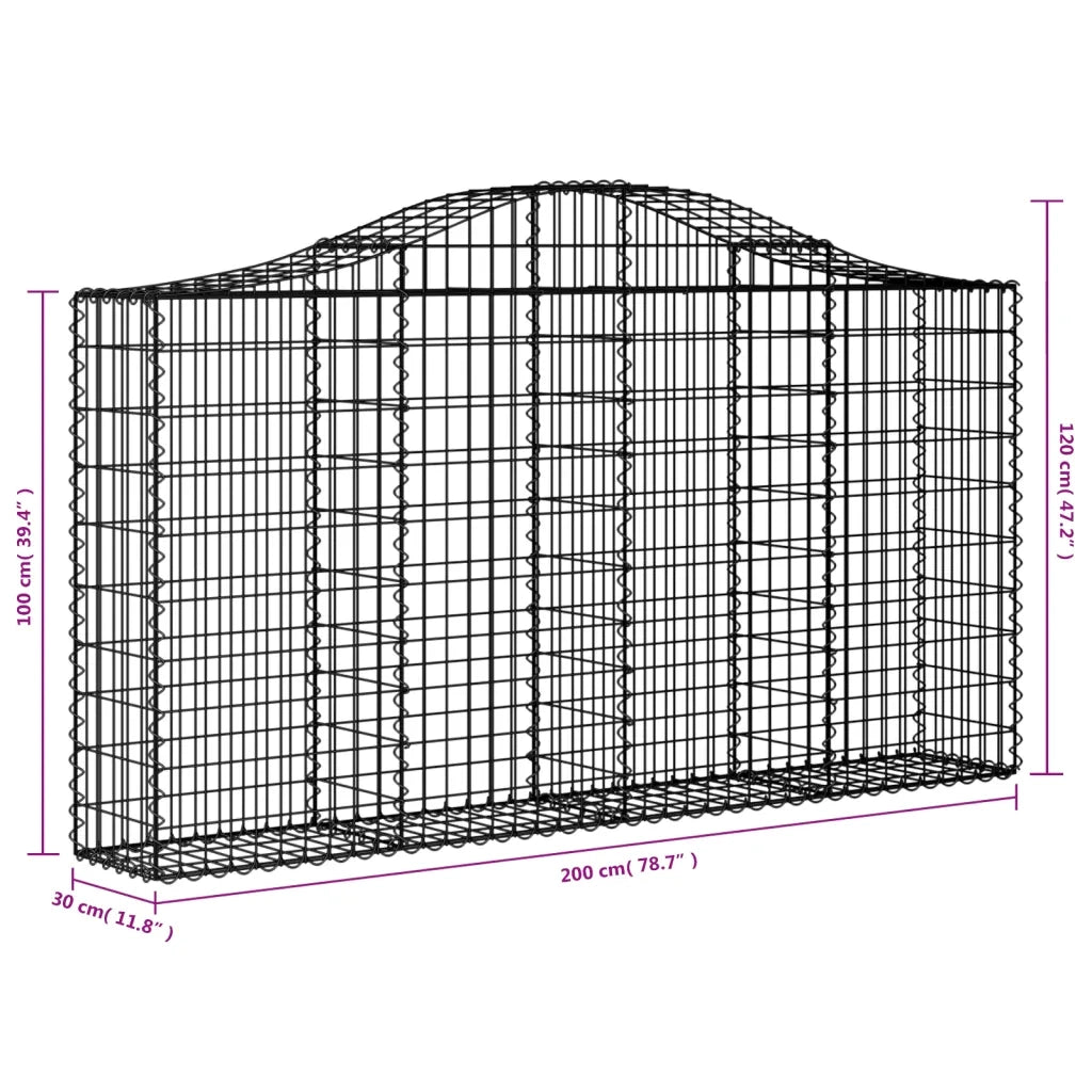 Cesti Gabbioni ad Arco 4 pz 200x30x100/120 cm Ferro Zincato