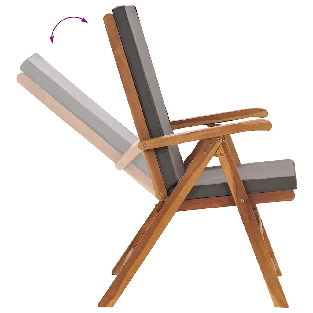 Sedie da Giardino con Cuscini 2 pz Legno di Teak Grigio 48982