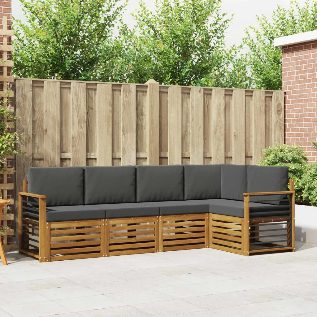 Set divano sezionale con cuscino 5 pcs Naturale e Antracite 3374822