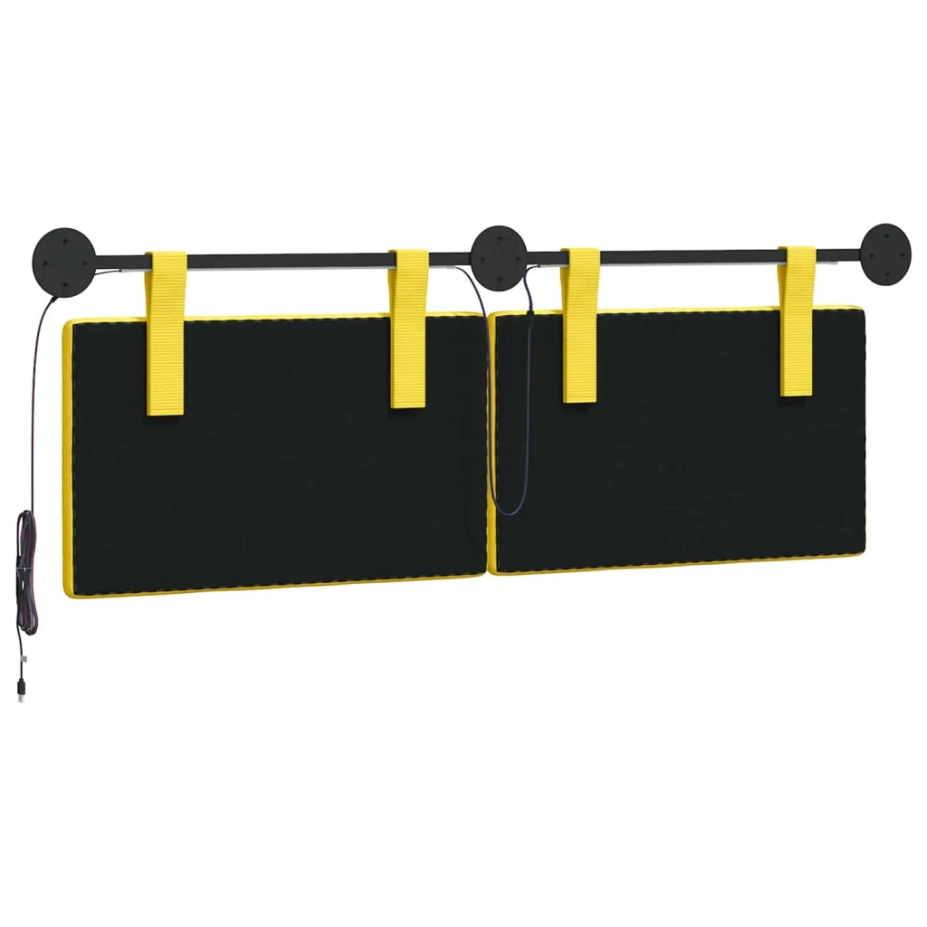 Testiera sospesa Con luce LED Giallo Chiaro Tessuto in Cords 3424314
