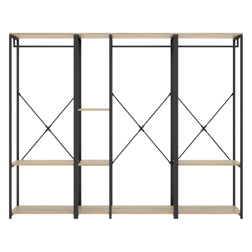Armadio Camera da Letto Fairfax, Guardaroba Grande 4 Ripiani, 40x167h cm Marrone Rovere