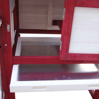 Pollaio con casetta per nido recinto e vassoio zincato estraibile, bianco-rosso