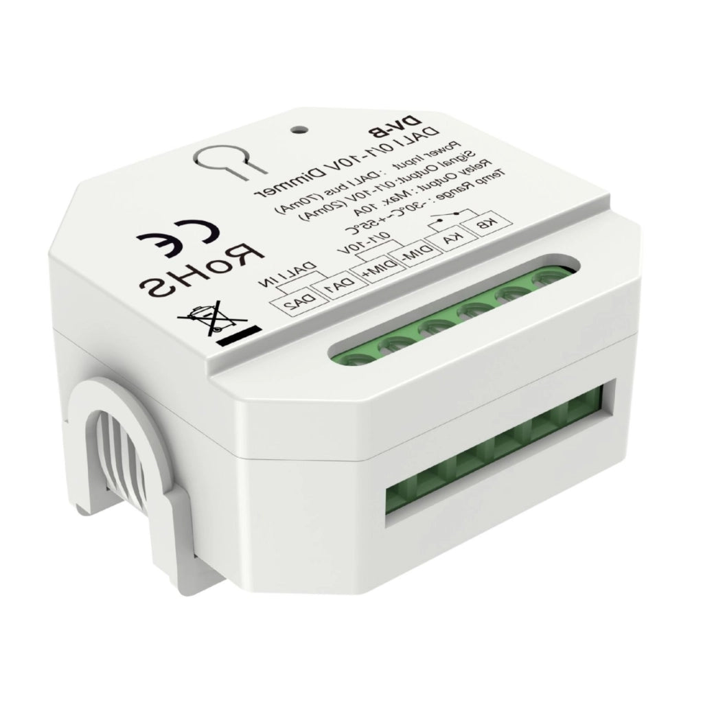 Mini Convertitore DALI a 0-10V 1-10V, Led Dimmer con Relè 10A, 1 Canale, Alimentato da Bus 16V, per Driver 0/1-10V e Luci LED Monocolore, 56X56X28mm da Incasso
