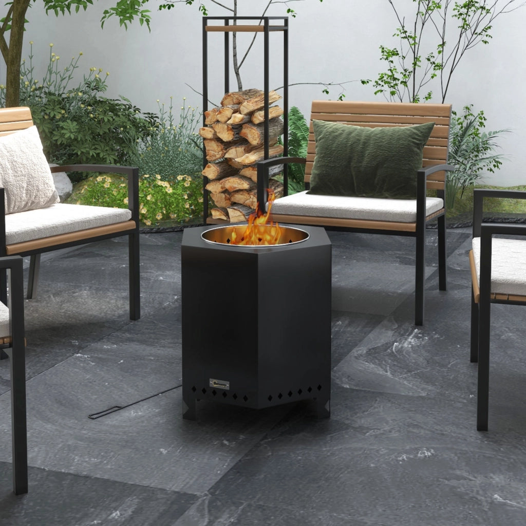 Braciere da Giardino in Acciaio ¨C zephmum ¨C 45x38,8x46,5 cm, Argento e Nero