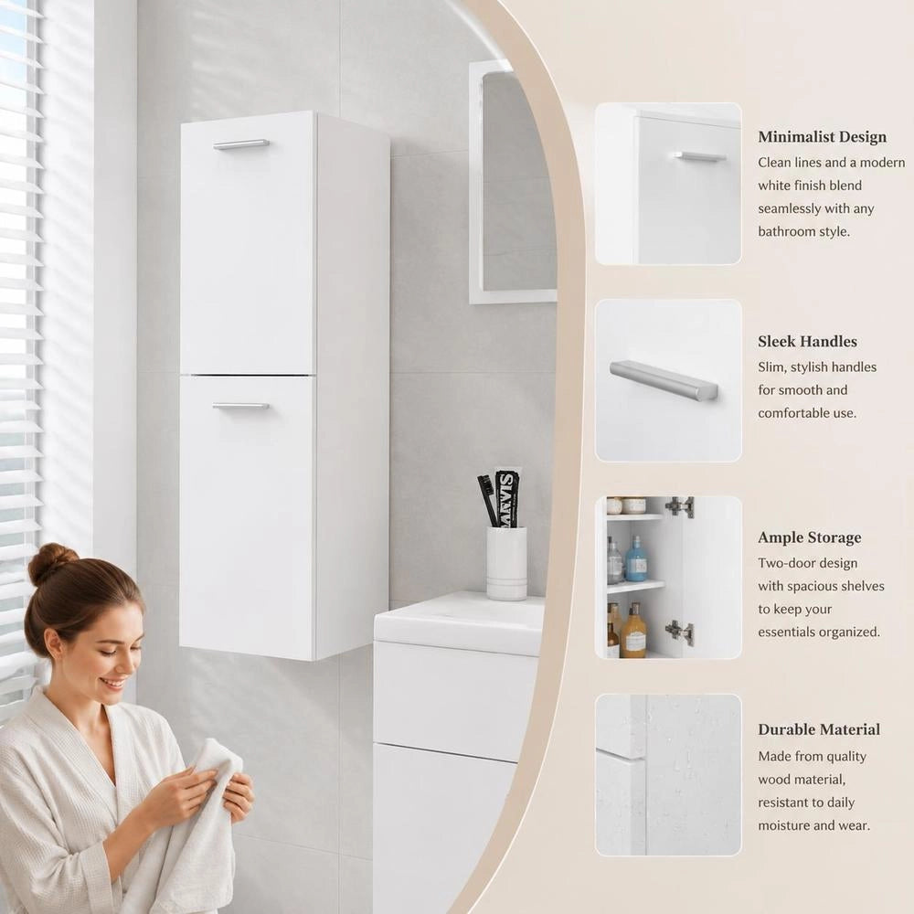 Bathroom Cabinet, White, 30x30x80 Cm, Wood-based Material
