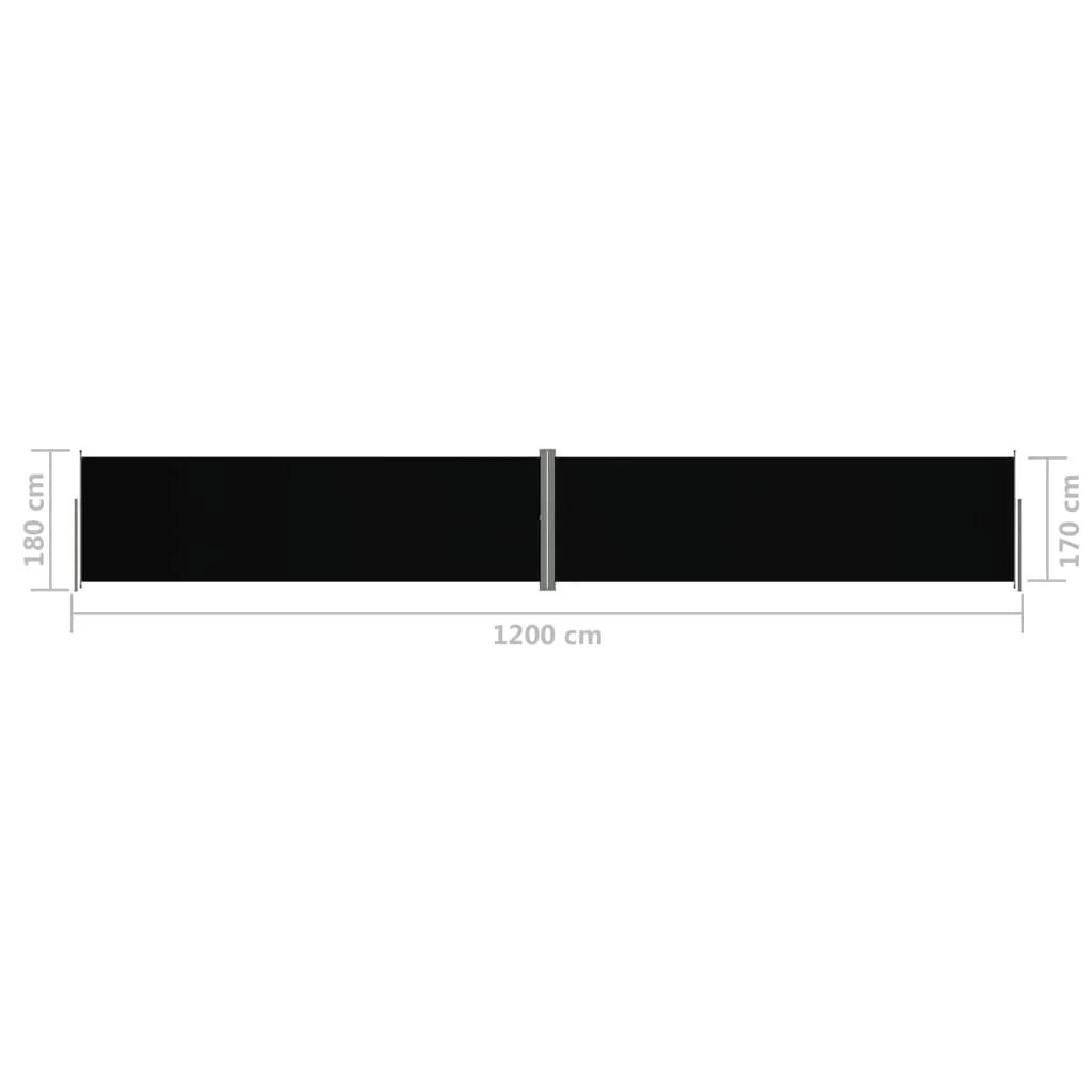 Tenda da sole laterale retrattile/schermo privacy per patio giardino terrazza balcone 180 x 1200 cm nero 02_0007442