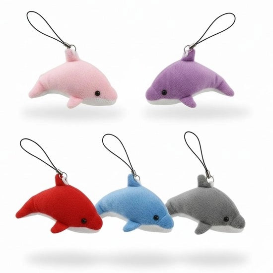 Maniglia per chiavi in plastica con design di delfino miniaturizzato, leggera e realizzata con tessuti morbidi