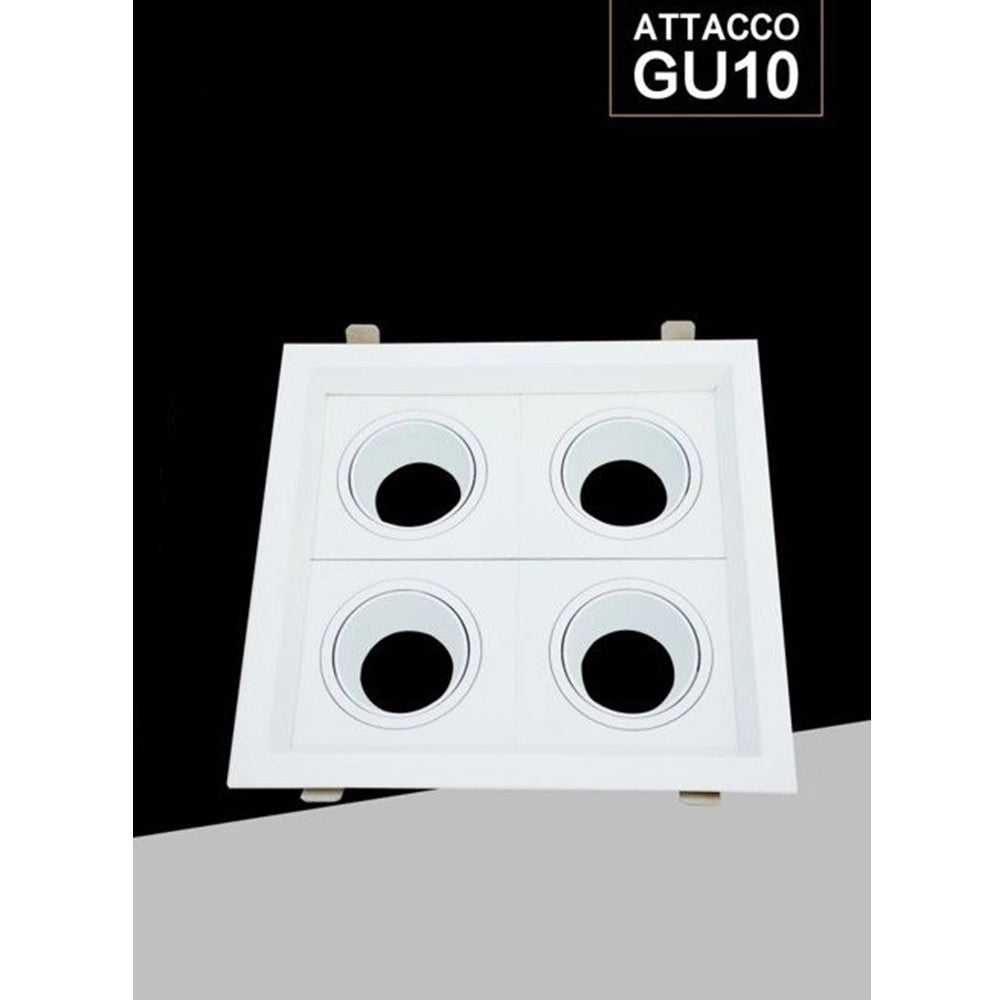 Trade Shop - Portafaretto Quadruplo Orientabile Incasso Bianco Per Lampadine Gu10/gu5.3 P33-b4 -