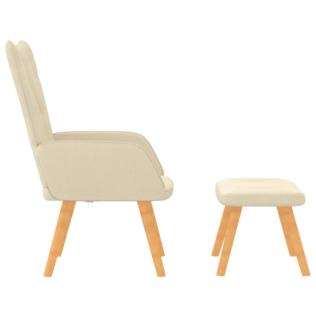 Poltrona Relax con Poggiapiedi Crema in Tessuto cod mxl 11869