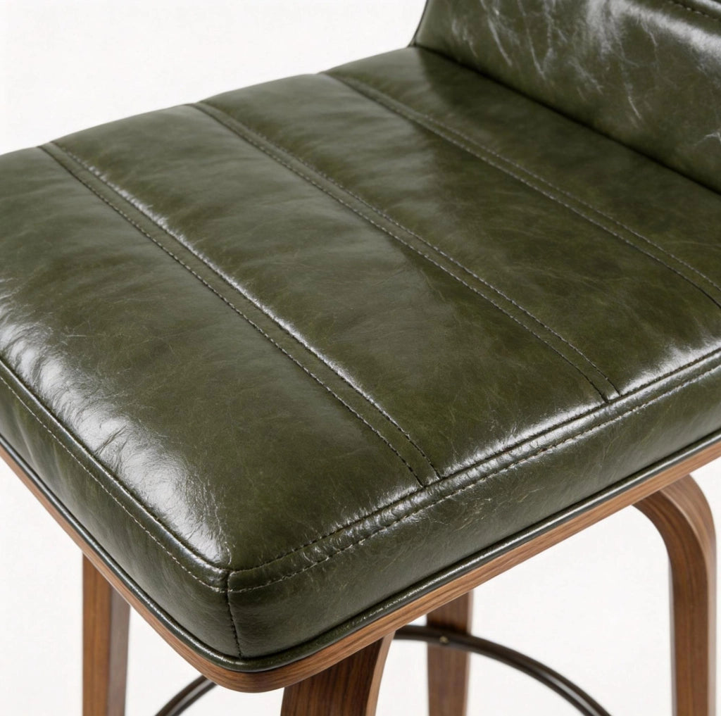 Sgabello da bar 40x48x90 cm verde – girevole con schienale e poggiapiedi