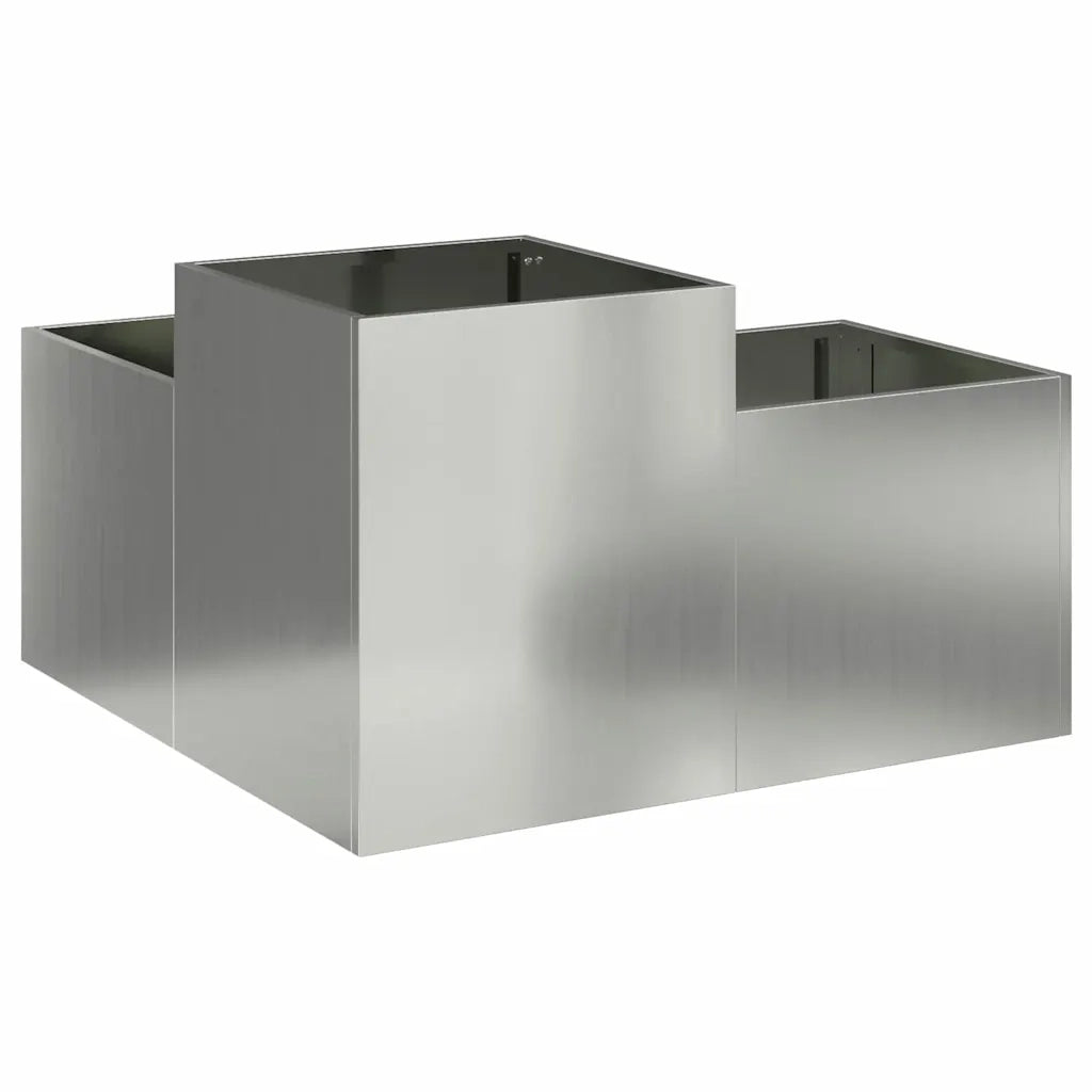 Fioriere | Cassetta per fiori | Vaso da giardino Argento 80 x 80 x 48 cm Acciaio zincato
