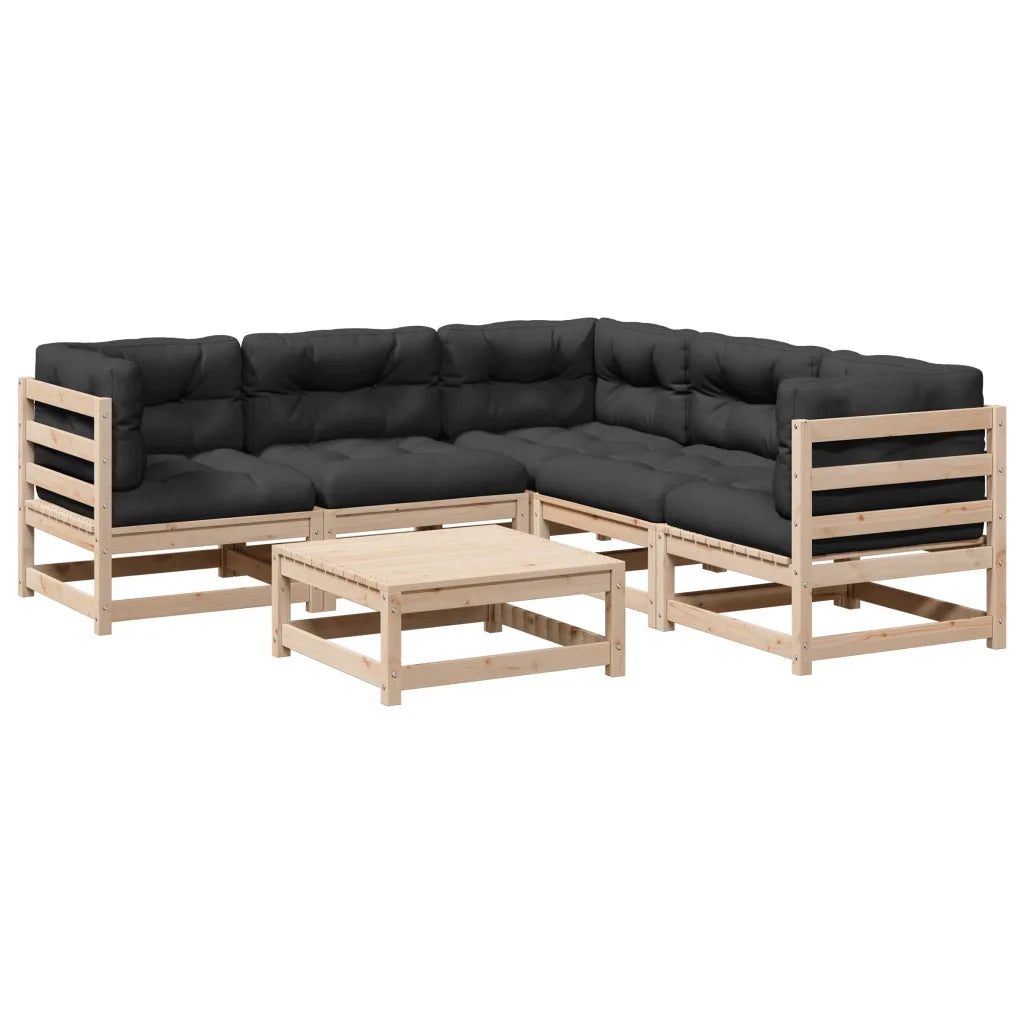 Set Divani Giardino 6 pz con Cuscini in Legno Massello di Pino 3299445