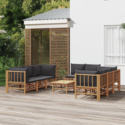 Set Salotto da Giardino 9pz con Cuscini Grigio Scuro BambÃ¹cod mxl 76335