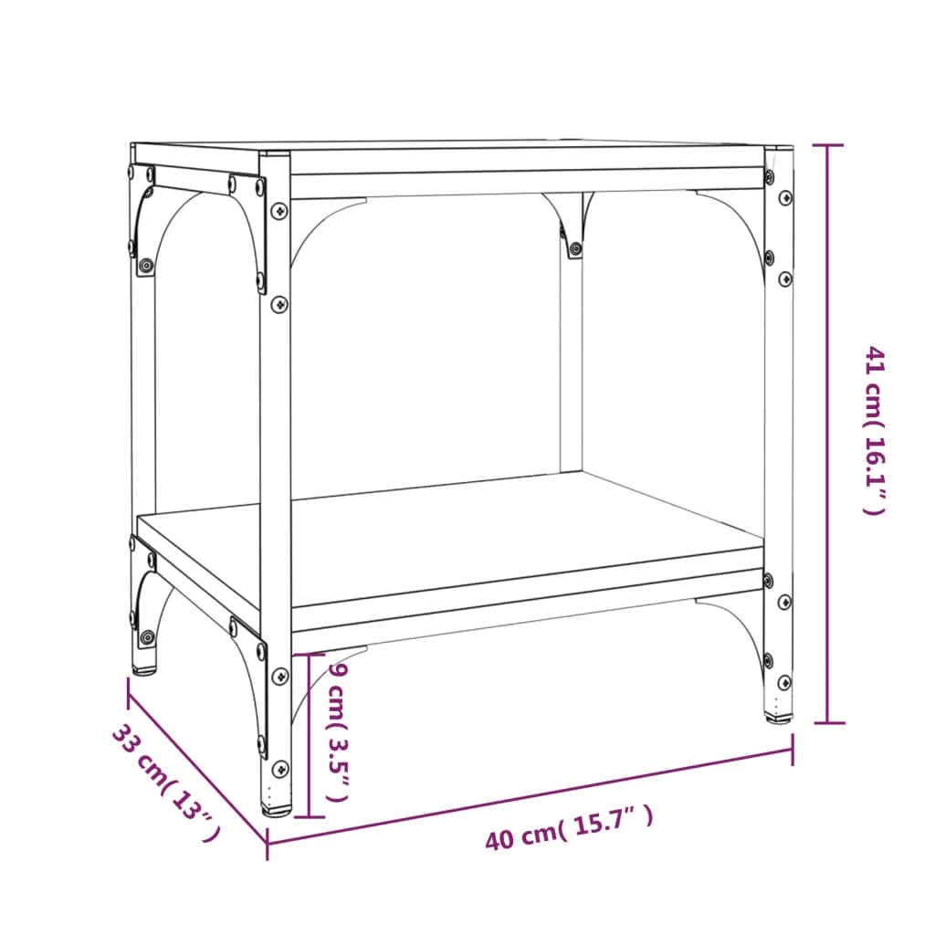 Mobile TV multimediale mensola per TV credenza per TV sala da pranzo soggiorno camera da letto rovere Sonoma 40 x 33 x 41 cm legno ingegnerizzato e acciaio marrone 02_0027526