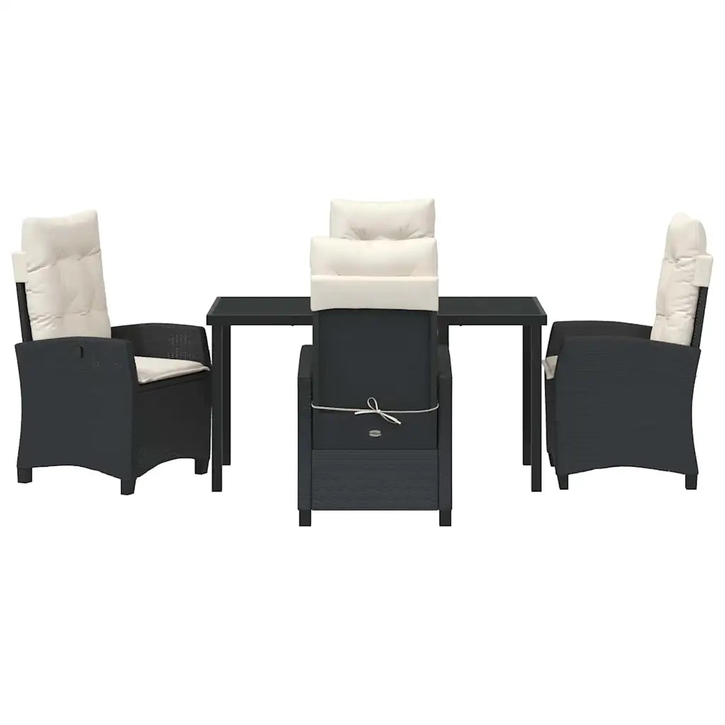 Set da Pranzo per Giardino con cuscino 5 pcs Nero polyrattan 3380367