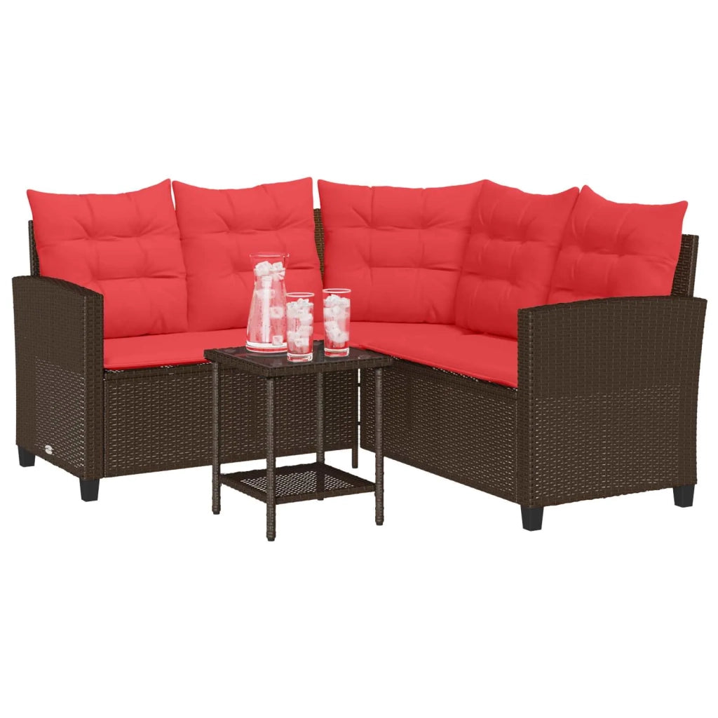 Set di divani da esterno 2 pcs Marrone e Rosso polyrattan