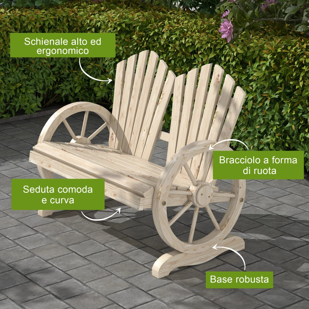 Panchina da Giardino in Legno ¨C zephmum ¨C Naturale 108x66x95cm