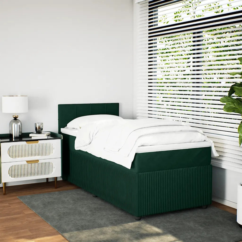 Giroletto a Molle con Materasso Verde Scuro 90x200 cm Velluto 3287653