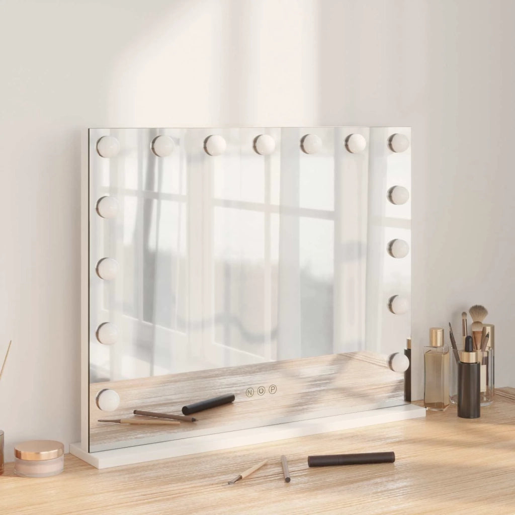 Specchio LED da Vanità Bianco 58 x 10 x 47 cm Vetro e acciaio 42020527