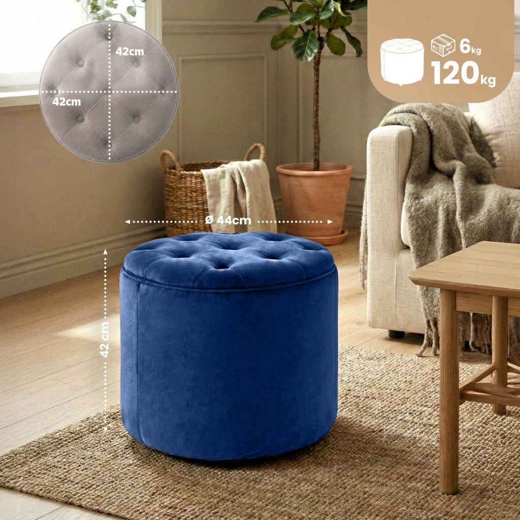 Pouf Contenitore Pantin In Velluto blu